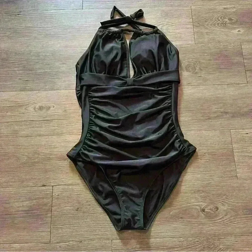 One piece mesh swimsuit black Large
